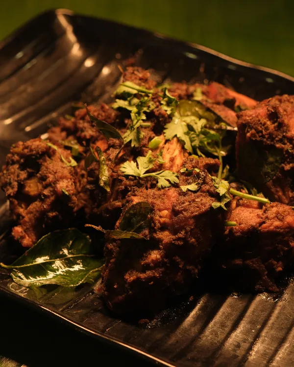 Chettinadu Mutton Sukka and spiced specialities at Ponnusamy Hotel Egmore