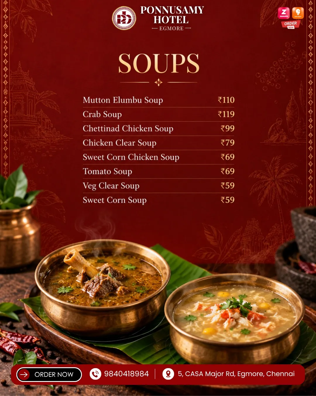 Bowls of vegetarian soup