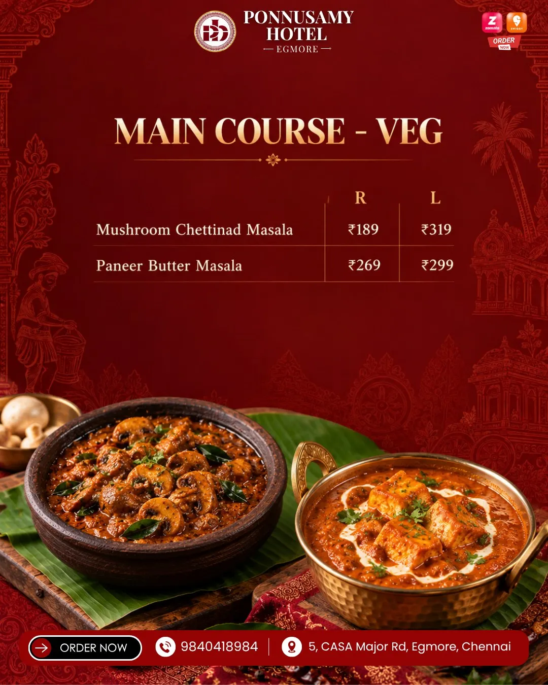 Mushroom and paneer curries